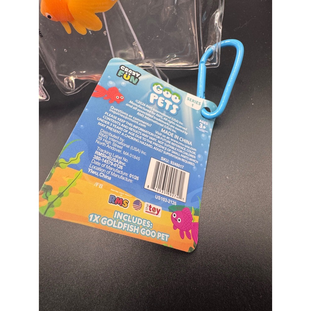 Crazy Fun Goo Pets Goldfish Series 1 Fidget Clip On Set of 3 Pink Purple Orange - Picture 2 of 3